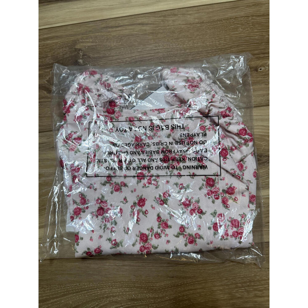 NWT! Lush Lace Trim Cap Sleeve Top in Pink Floral Size Medium - Picture 6 of 6